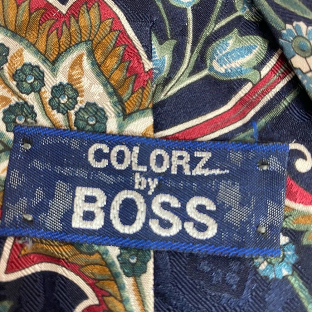 Boss Long Floral Colorz Silk 60” Multi Color Match Any Suit or Blazer